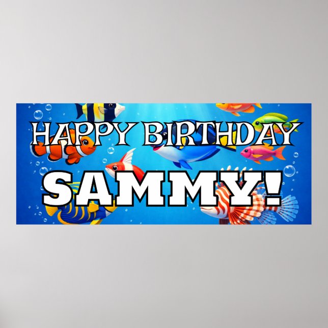 Personalized tropical fish HAPPY BIRTHDAY  Poster (Front)