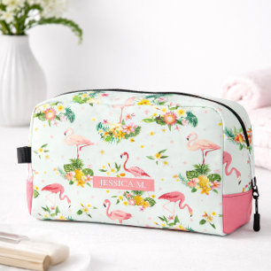 Personalized Tropical Flamingo Pink Beach Vibes Dopp Kit