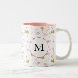 Personalized Tropical Flamingo Two Tone Mug