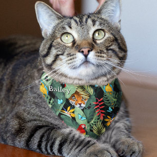 Personalized Tropical Floral Animal Pattern Cat Pet Bandana Collar