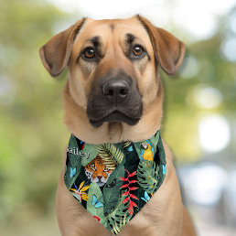 Personalized Tropical Floral Animal Pattern Dog Pet Bandana Collar