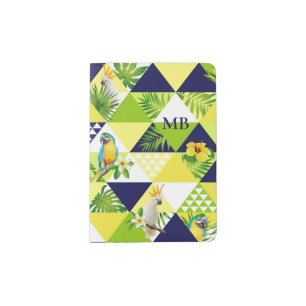 Personalized Tropical Floral Birds Monogram Passport Holder