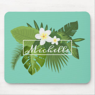 Personalized Tropical Floral Frame Mousepad