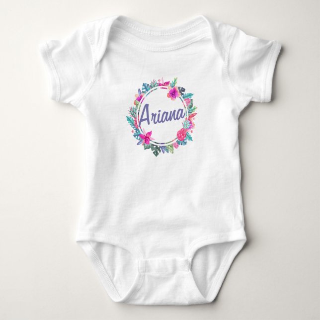 Personalized Tropical Floral Wreath | Bodysuit (Front)