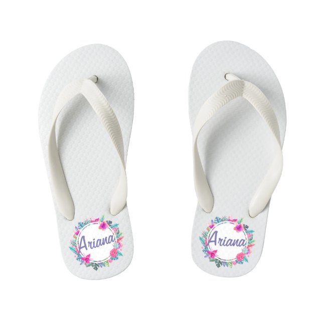Personalized Tropical Floral Wreath | Flip Flops (Footbed)