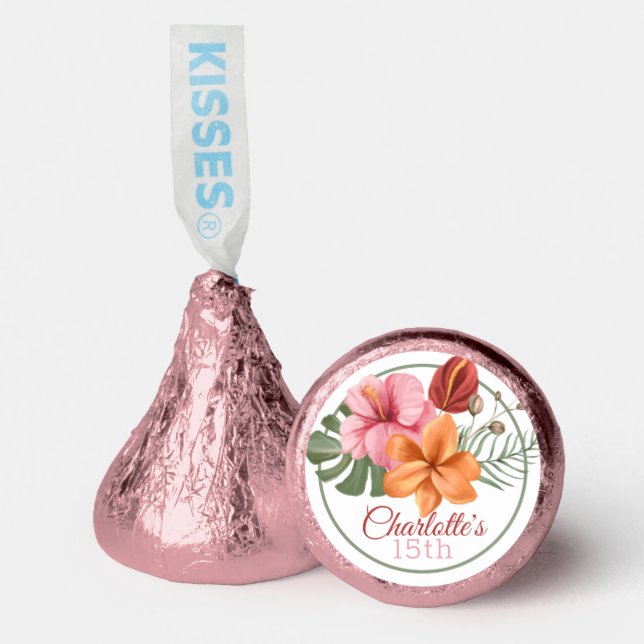 Personalized Tropical Flower Hershey®'s Kisses® (Front)