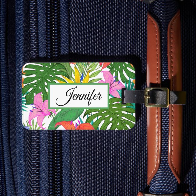 Personalized Tropical flowers  Luggage Tag (Front Insitu 4)