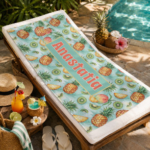 Personalized Tropical Fruit Beach Towel