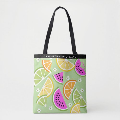 Personalized Tropical Fruit Summer Tote Bag