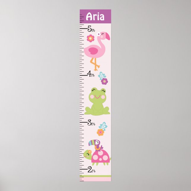 Personalized Tropical Garden Animals Growth Chart (Front)