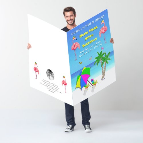 Personalized Tropical Giant 50th Birthday Cards