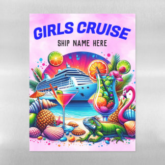 Personalized Tropical Girls Cruise Cabin Door Magnetic Dry Erase Sheet