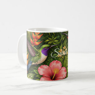 Personalized Tropical Hummingbird Vibrant Coffee Mug