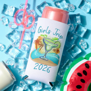 Personalized Tropical Island Seltzer Can Cooler