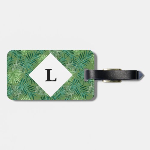 Personalized Tropical Leaves Green luggage tag