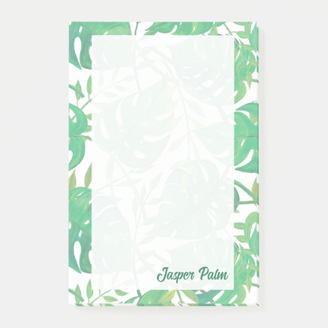 Personalized Tropical Leaves Post-it Notes (Front)