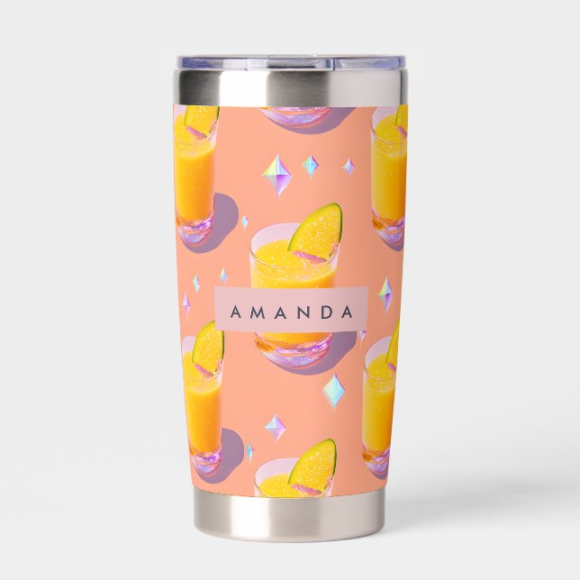 Personalized Tropical Mango Smoothie Style Insulated Tumbler (Front)