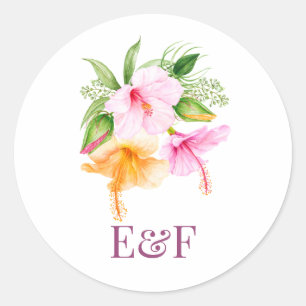 Personalized Tropical Miss to Mrs Bridal Shower Classic Round Sticker