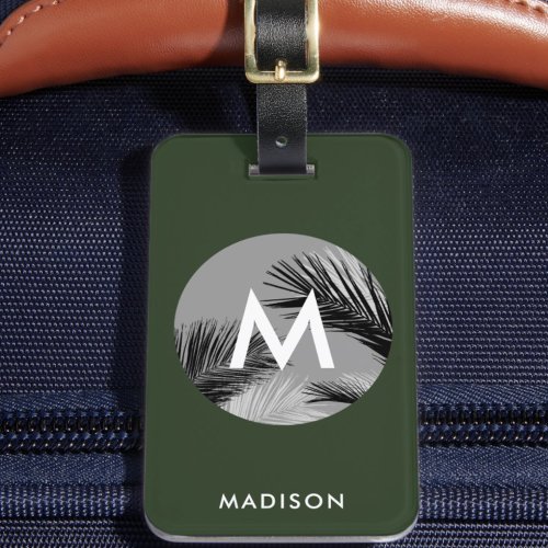 Personalized Tropical Monogram  Hunter Green Luggage Tag