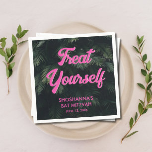 Personalized Tropical Neon Bat Mitzvah Napkins