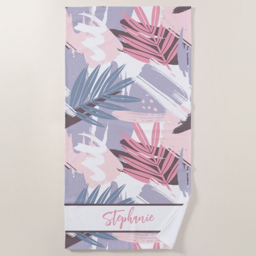 Personalized Tropical Palm Beach Towel