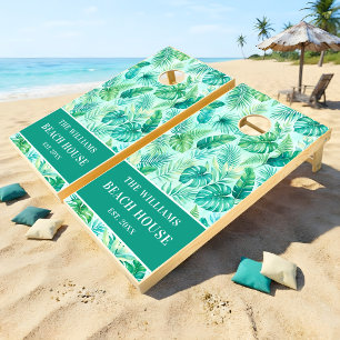 Personalized Tropical Palm Tree Cornhole Set