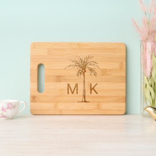 Personalized Tropical Palm Tree Monogram Cutting Board