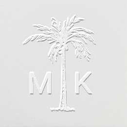 Personalized Tropical Palm Tree Monogram Embosser