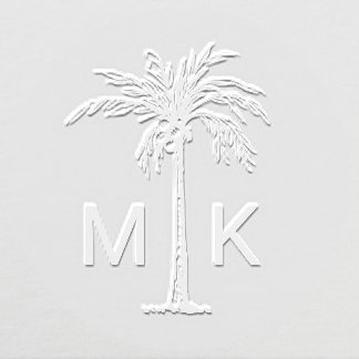 Personalized Tropical Palm Tree Monogram Embosser