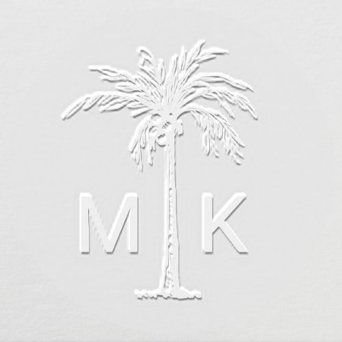 Personalized Tropical Palm Tree Monogram Embosser