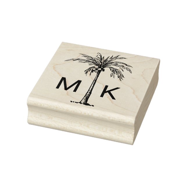 Personalized Tropical Palm Tree Monogram Rubber Stamp (Stamp)