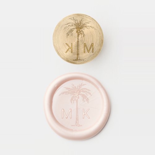 Personalized Tropical Palm Tree Monogram Wax Seal Stamp