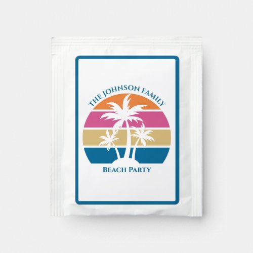 Personalized Tropical Palm Tree Sunset Beach Party Tea Bag Drink Mix