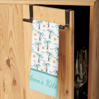 Personalized Leaves in Sage Green Kitchen Towel, Zazzle