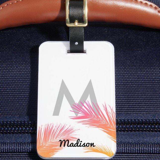 Personalized Tropical Palm Trees Monogram Custom Luggage Tag ("Everyday is abundantly beautiful." 
Sincerely Best Wishes from Lucky Design World)