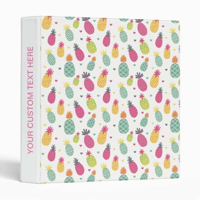 Personalized Tropical Pineapple 3 Ring Binder (Front/Spine)