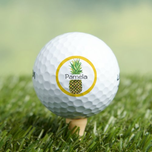 Personalized Tropical Pineapple Golf Balls
