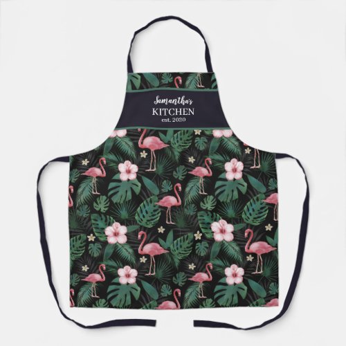 Personalized Tropical Pink Flamingo Apron