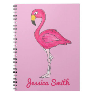 Personalized Tropical Pink Flamingo Bird Notebook