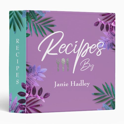 Personalized Tropical Recipe Book 3 Ring Binder
