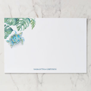 Personalized Tropical Sea Turtle Paper Pad
