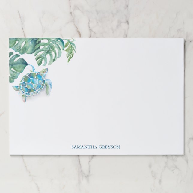 Personalized Tropical Sea Turtle Paper Pad (Front)