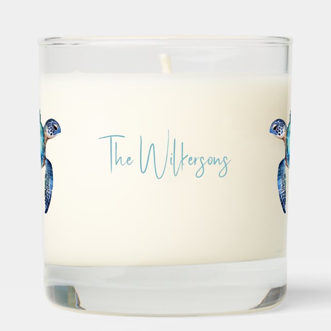 Personalized Tropical Sea Turtle Scented Candle (Right)