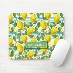 Personalized Tropical Summer Lemons Fruit Art Mouse Pad