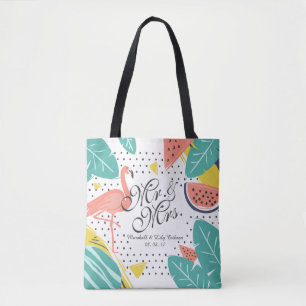 Personalized Tropical Summer Wedding Tote Bag