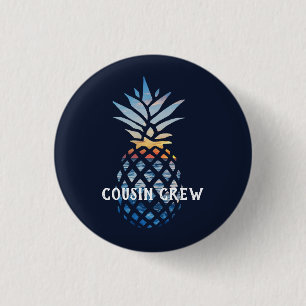 Personalized Tropical Sunset Pineapple Button