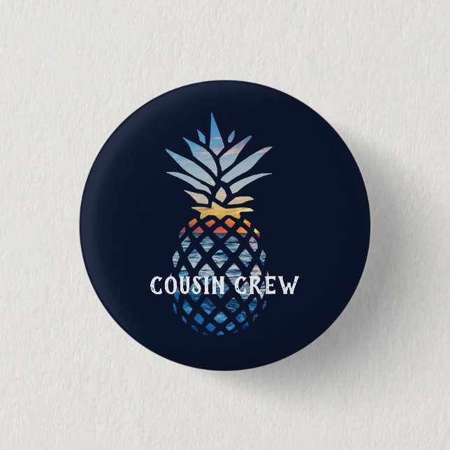 Personalized Tropical Sunset Pineapple Button (Front)