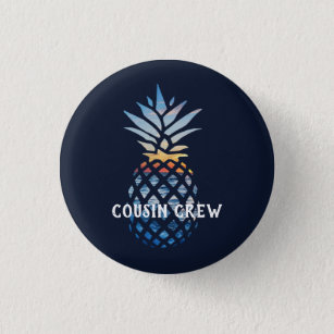 Personalized Tropical Sunset Pineapple Button