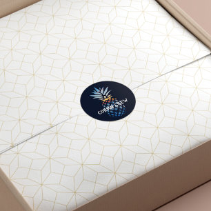 Personalized Tropical Sunset Pineapple Classic Round Sticker