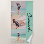 Personalized Tropical theme custom photos  Beach Towel<br><div class="desc">Transform your beach memories with stunning custom photos that embrace a personalized tropical theme. Showcase your favorite images alongside your unique monogram for a truly unforgettable touch!</div>